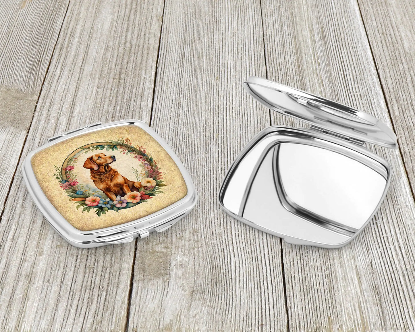 Chesapeake Bay Retriever and Flowers Compact Mirror