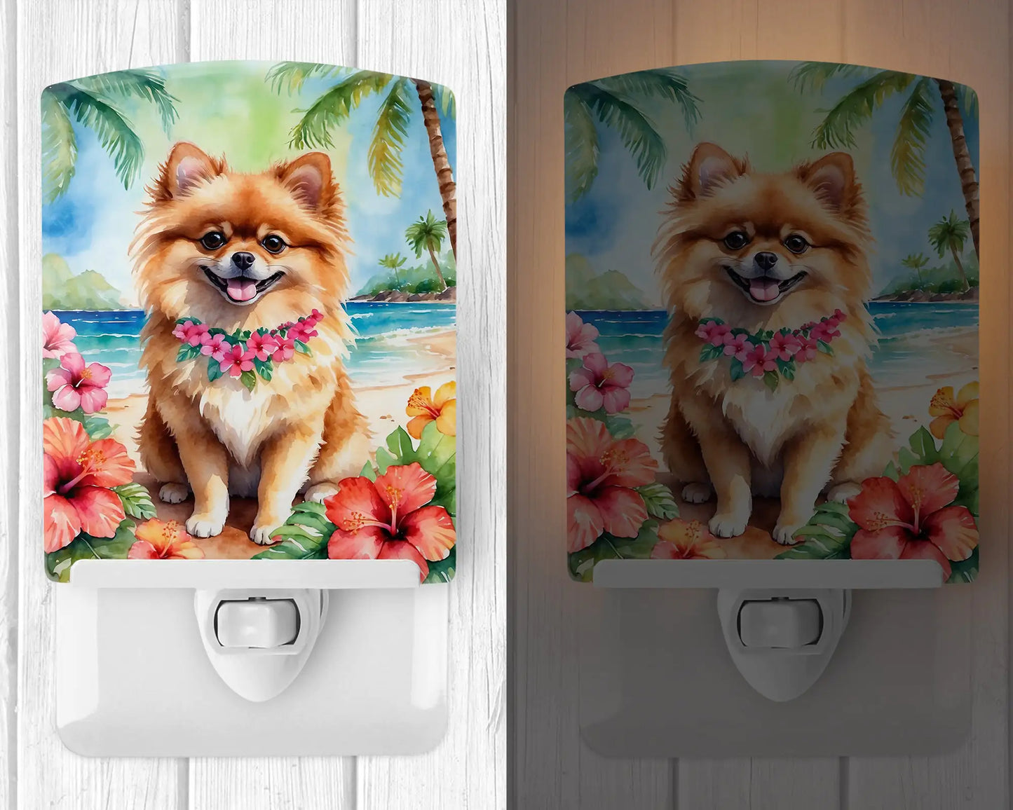 Pomeranian Luau Ceramic Night Light