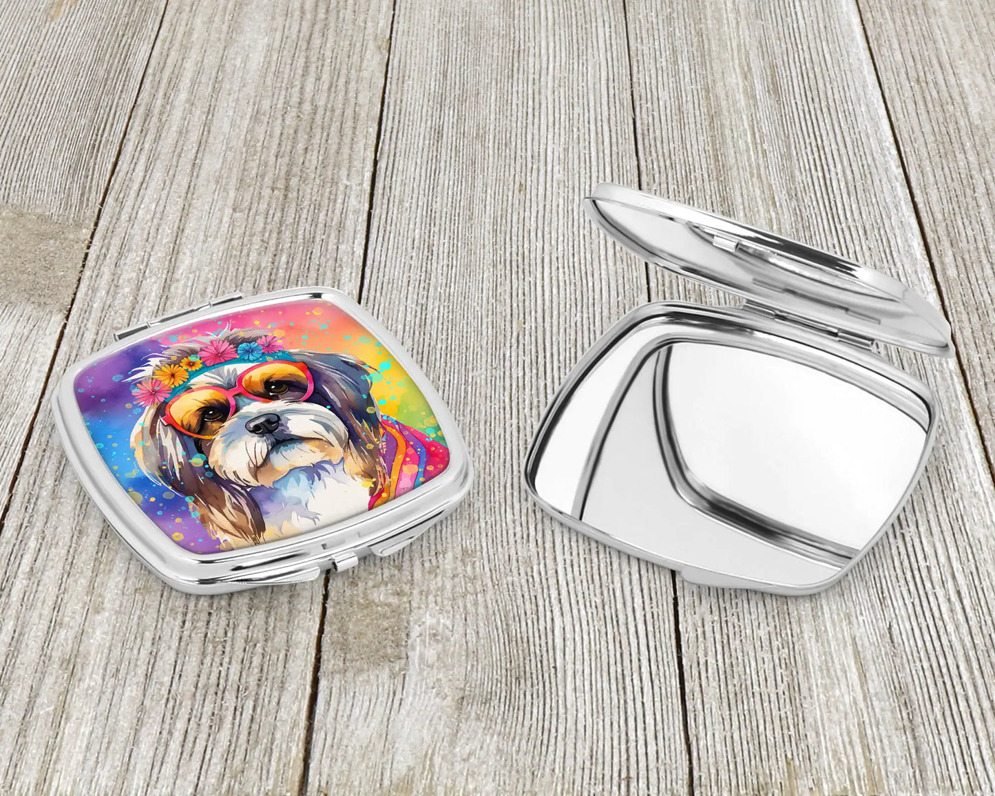 Shih Tzu Hippie Dawg Compact Mirror