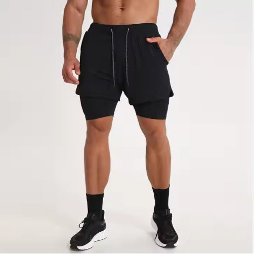 Gym Clothing Men Quick Dry 2 In 1 Men Polyester Spandex Breathable Liner Running Fitness Shorts