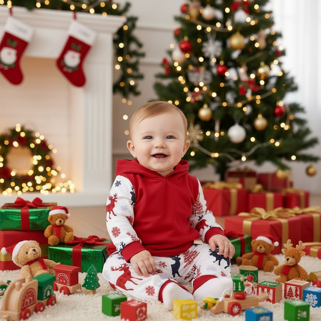 Baby Clothes Printed Pullover Hoodie Trousers Two-piece Set