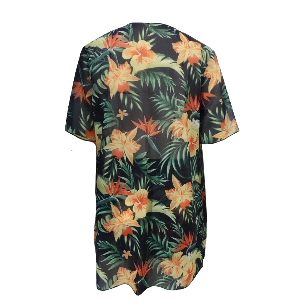 Women's Beach With Floral Print Loose Shirt Top And Pants Two-piece Set