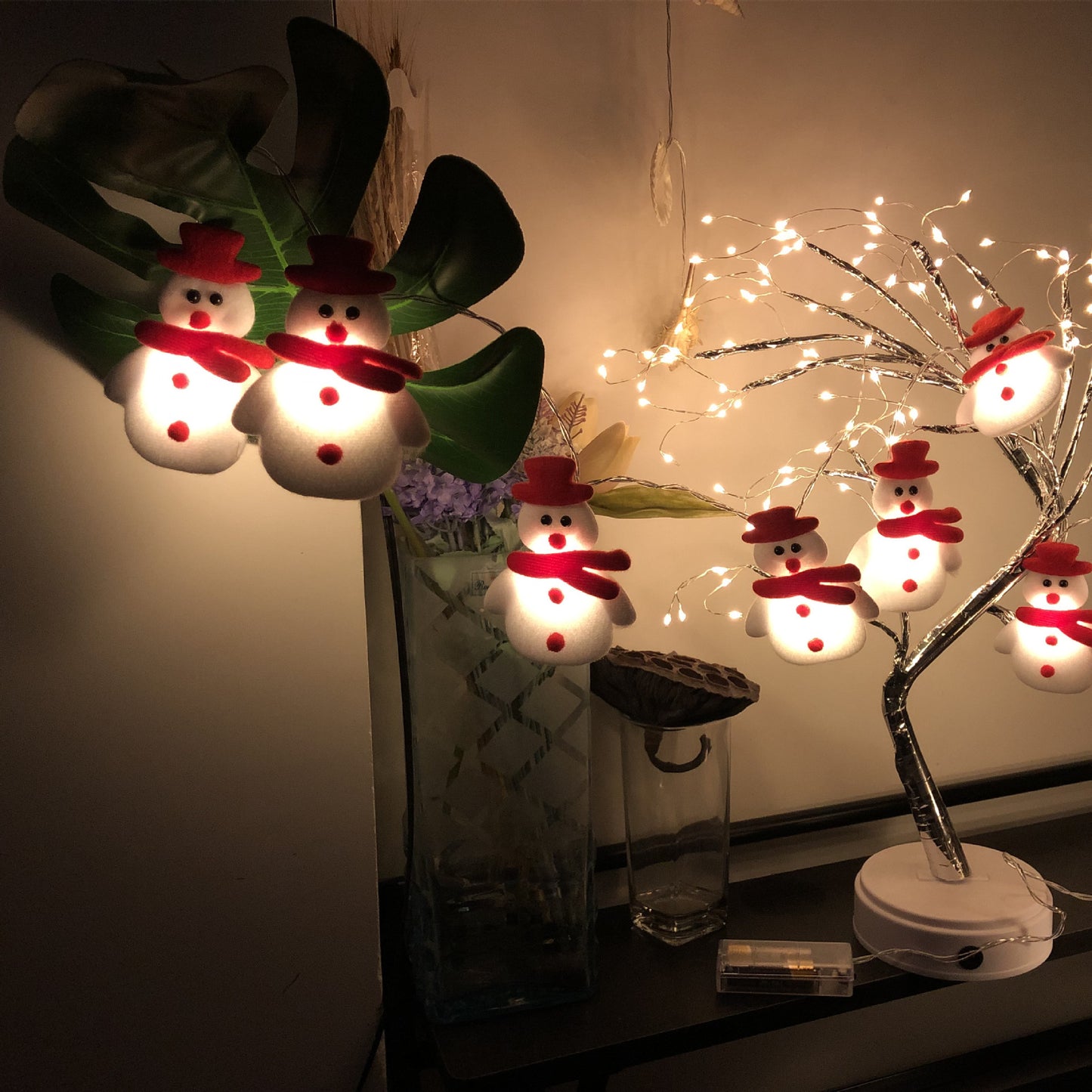 Plush Snowman Light String Christmas Tree Pendant LED Holiday Party Decoration Lantern