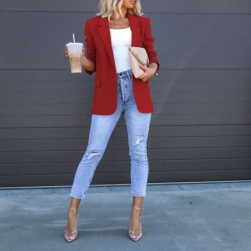 Women's Casual Open Front Long Sleeve Work Office Suit Jackets Blazer
