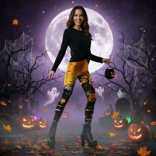 Halloween Costume Horror Ladies Skull Print Leggings