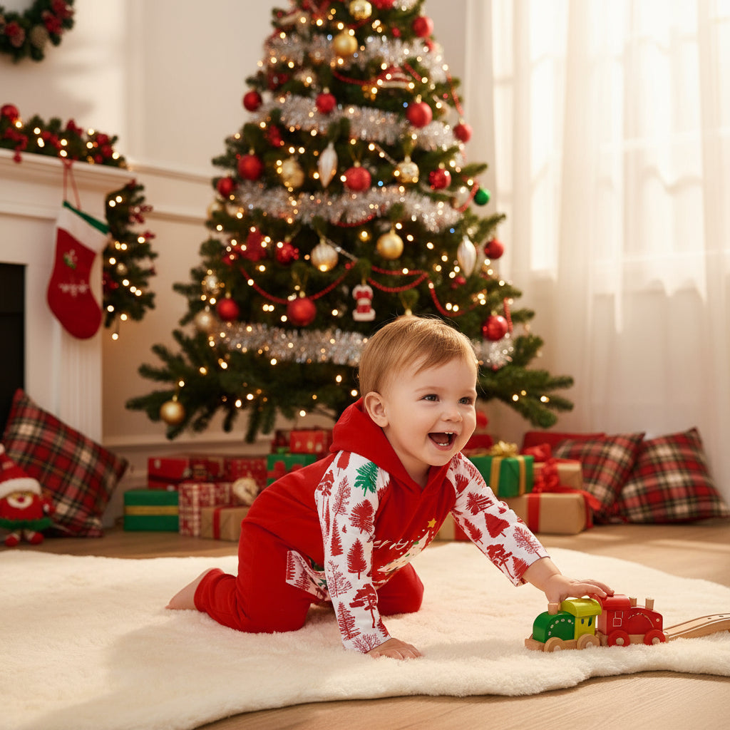 Christmas Long-sleeved Hooded One-piece Children's Clothing