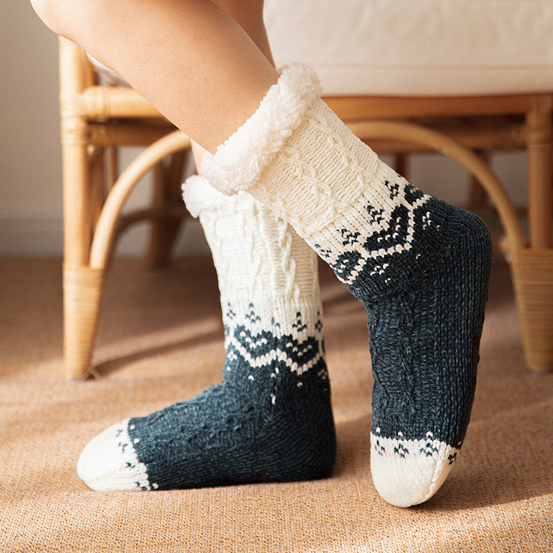 Love Knitted Plush Floor Socks Warm Non-sli Christmas