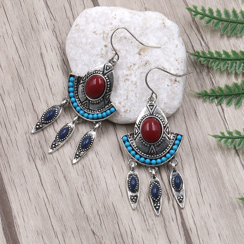 Women's Turquoise Accessories Alloy Tassel Long Earrings