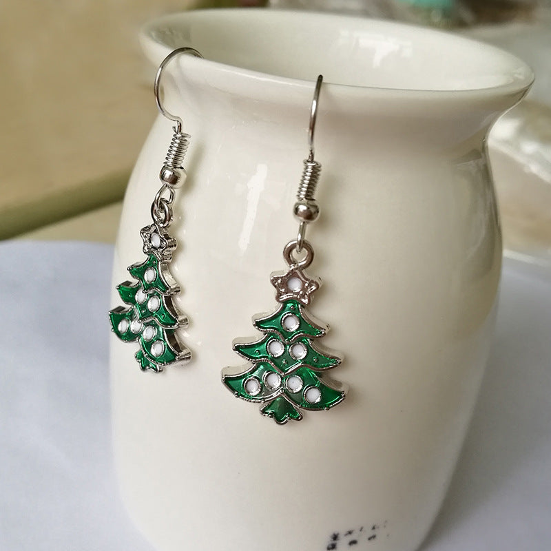 Ornaments Alloy Dripping Five-star Christmas Tree Earrings