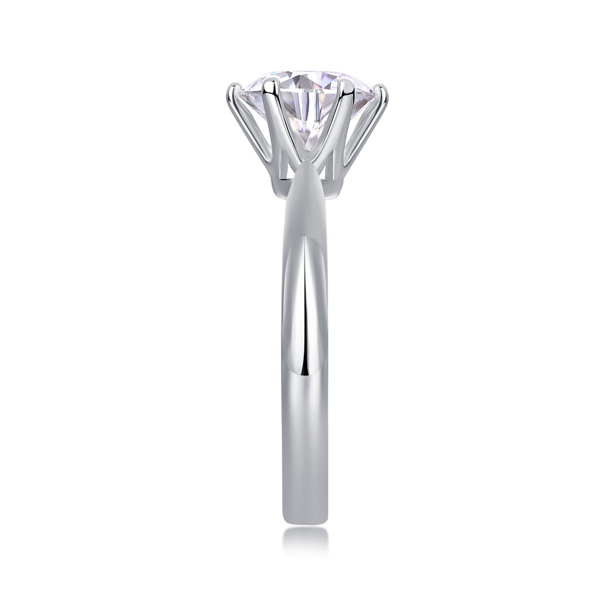Classic Six-prong Mossan Diamond Silver Open Ring And Fixed Ring