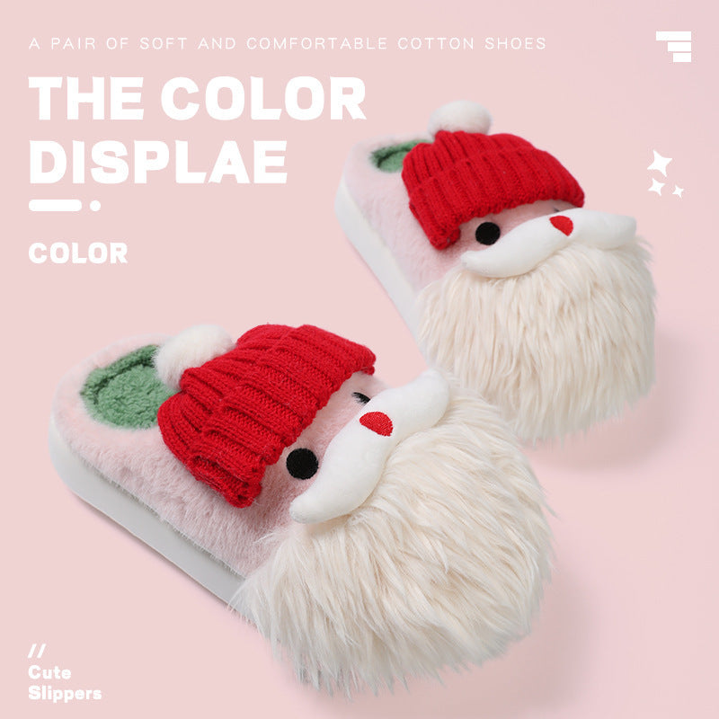 Cute Christmas Santa Claus Slipper Warm Indoor Non-slip Floor Plush Shoes