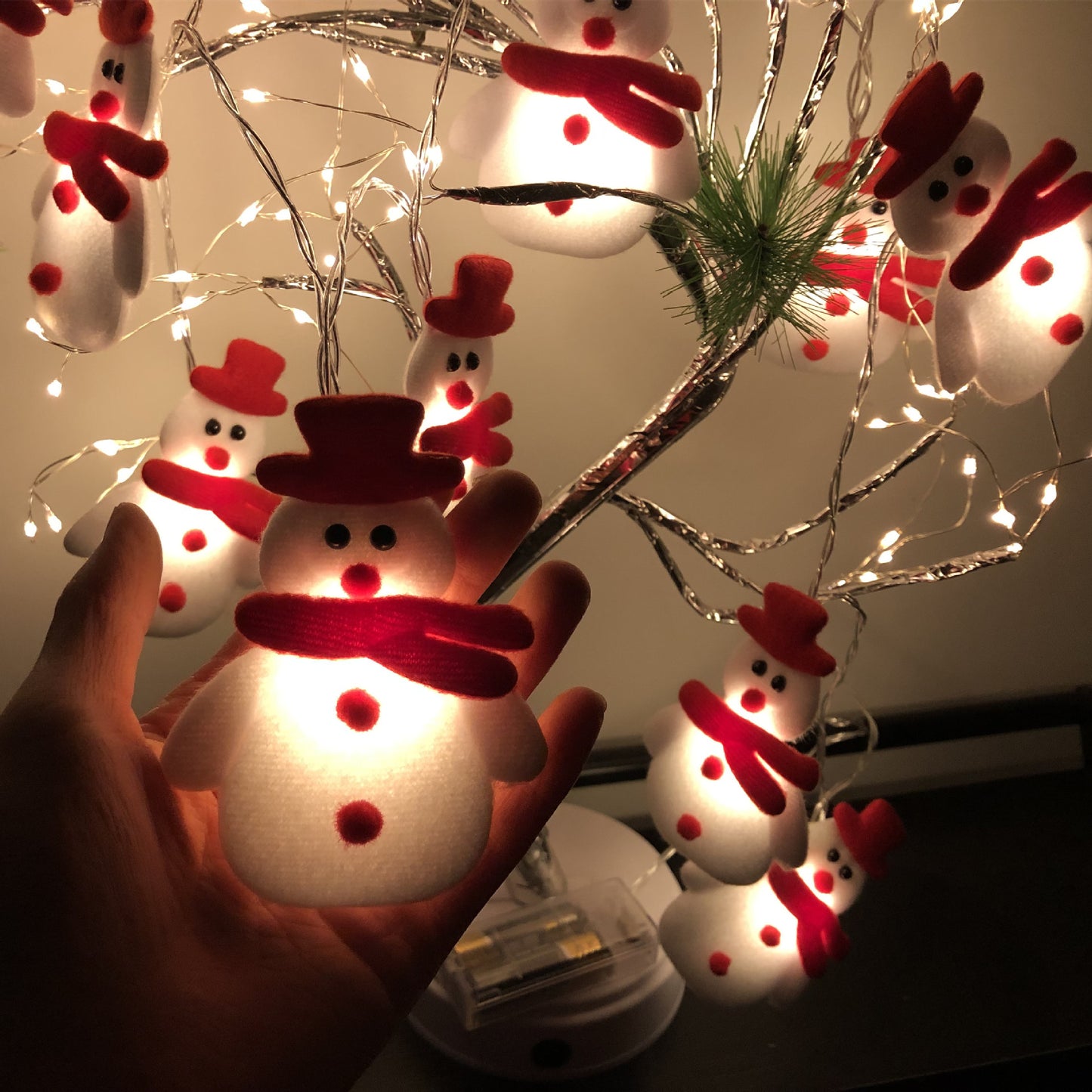 Plush Snowman Light String Christmas Tree Pendant LED Holiday Party Decoration Lantern