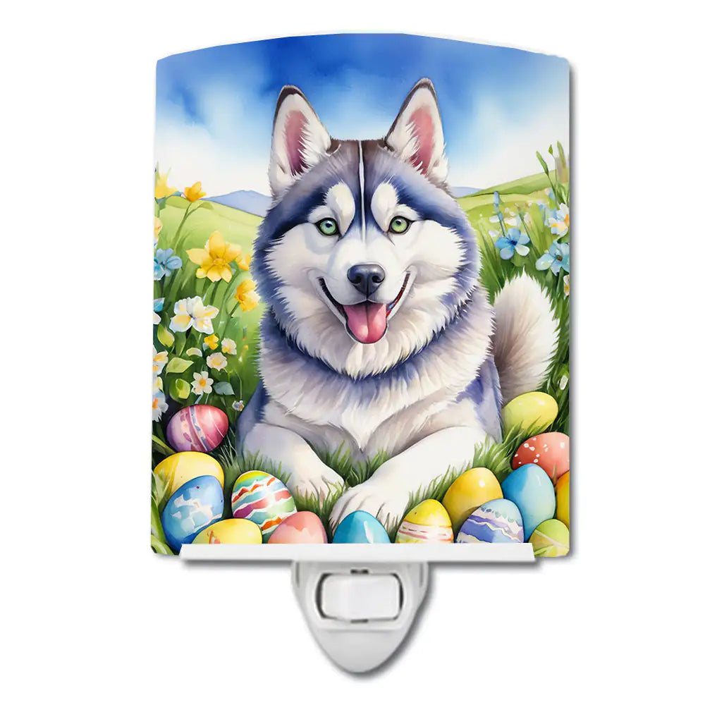 Siberian Husky Easter Egg Hunt Ceramic Night Light