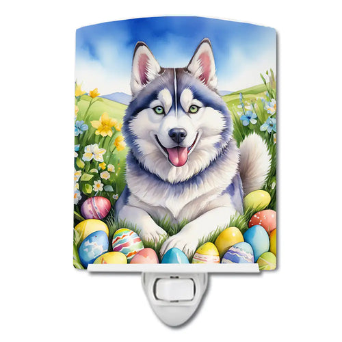Siberian Husky Easter Egg Hunt Ceramic Night Light