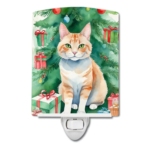 Ural Rex Cat By the Christmas Tree Ceramic Night Light