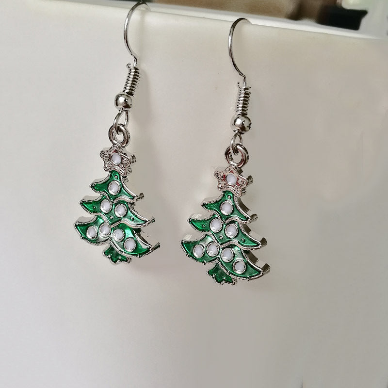 Ornaments Alloy Dripping Five-star Christmas Tree Earrings
