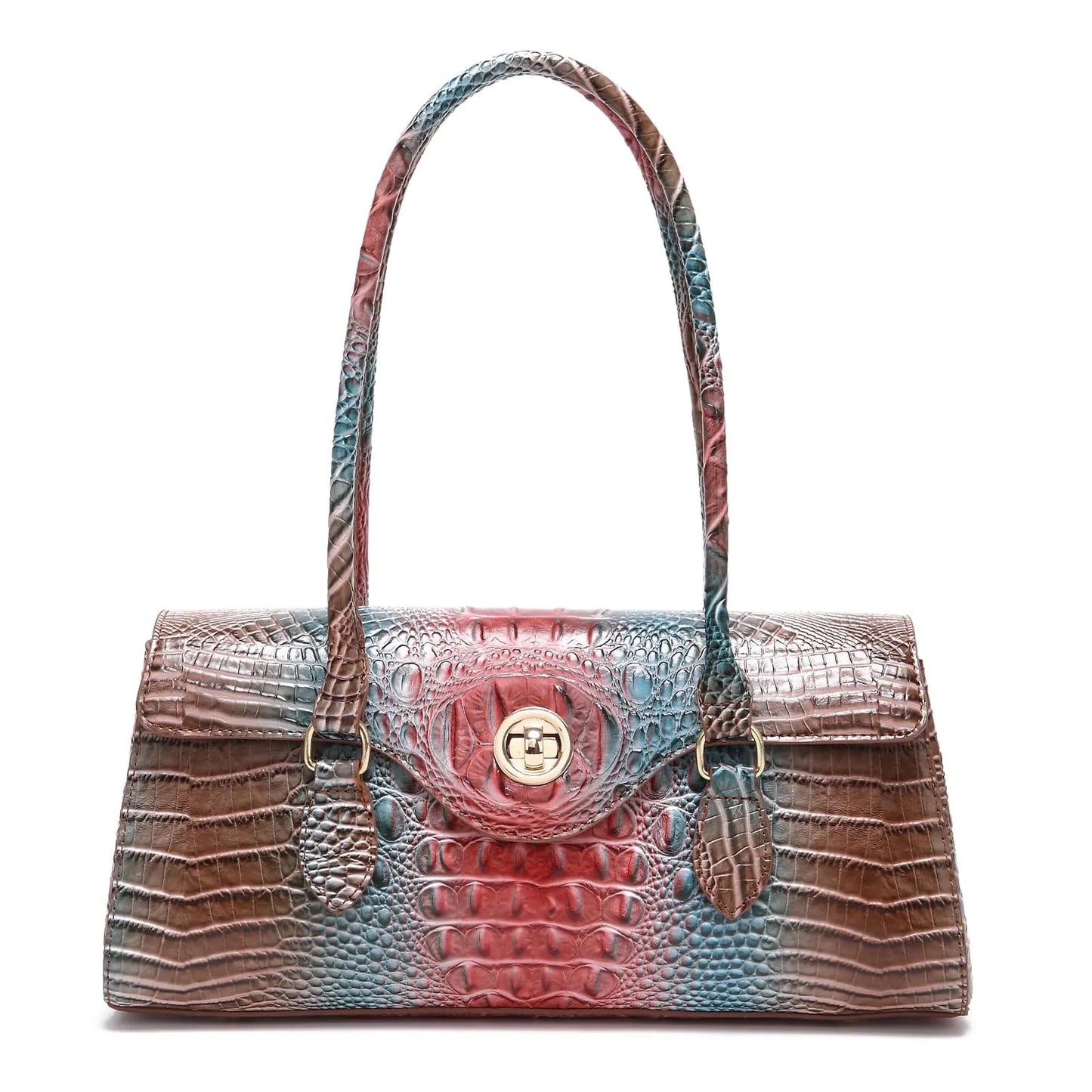 Makcr Joacbv Leather Crocodile Pattern Top Handle Handbag for Women High-value Satchel Tote Purse