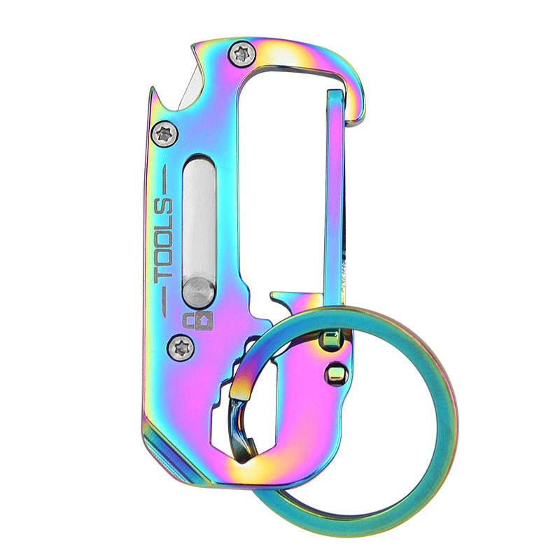 Multifunctional Stainless Steel Keychain With Pocket Knife