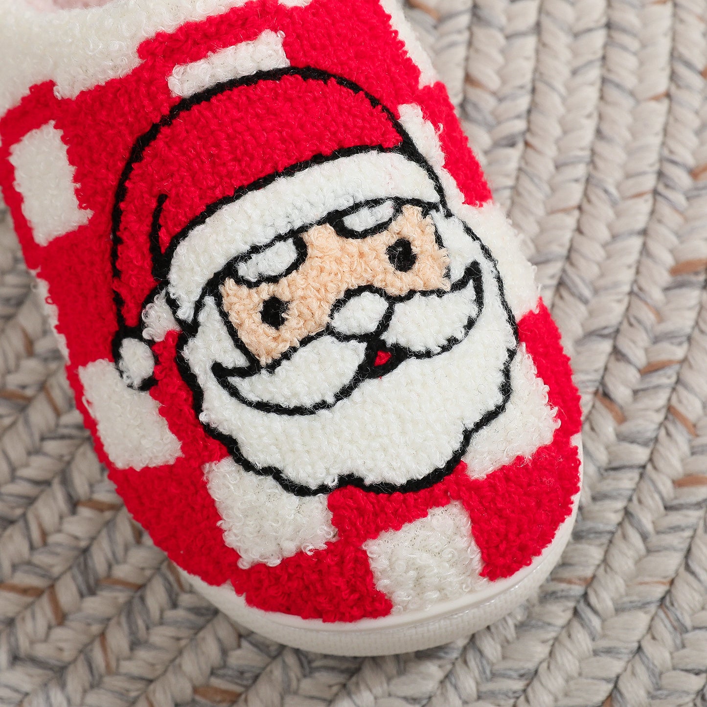 Christmas Plaid Santa Claus Winter Indoor Non-slip Floor Fuzzy Slippers
