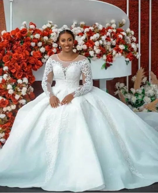 Ball, Wedding Dress, Long Sleeves Bridal Gown