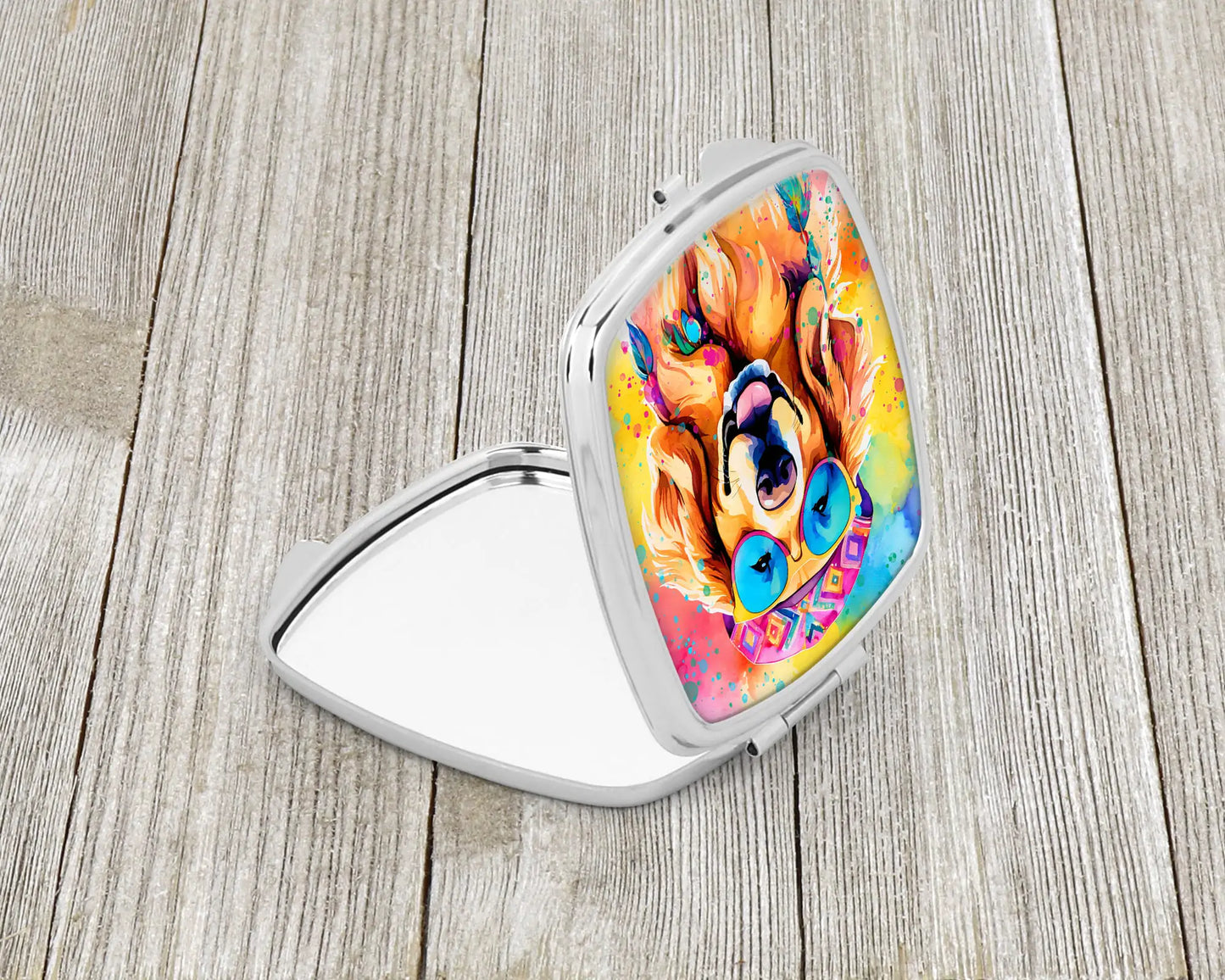 Golden Retriever Hippie Dawg Compact Mirror
