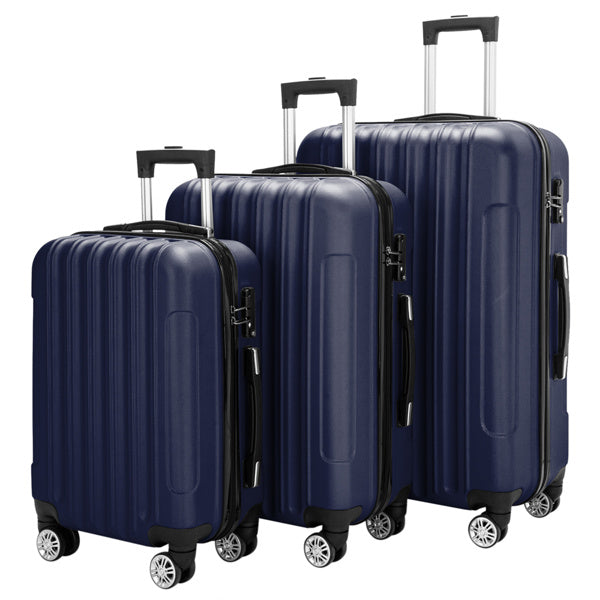 Vertical 3-in-1 Spinner Wheel With Handle Trolley Case 20in 24in 28in ABS Aluminum Alloy Classic Color - Navy Blue