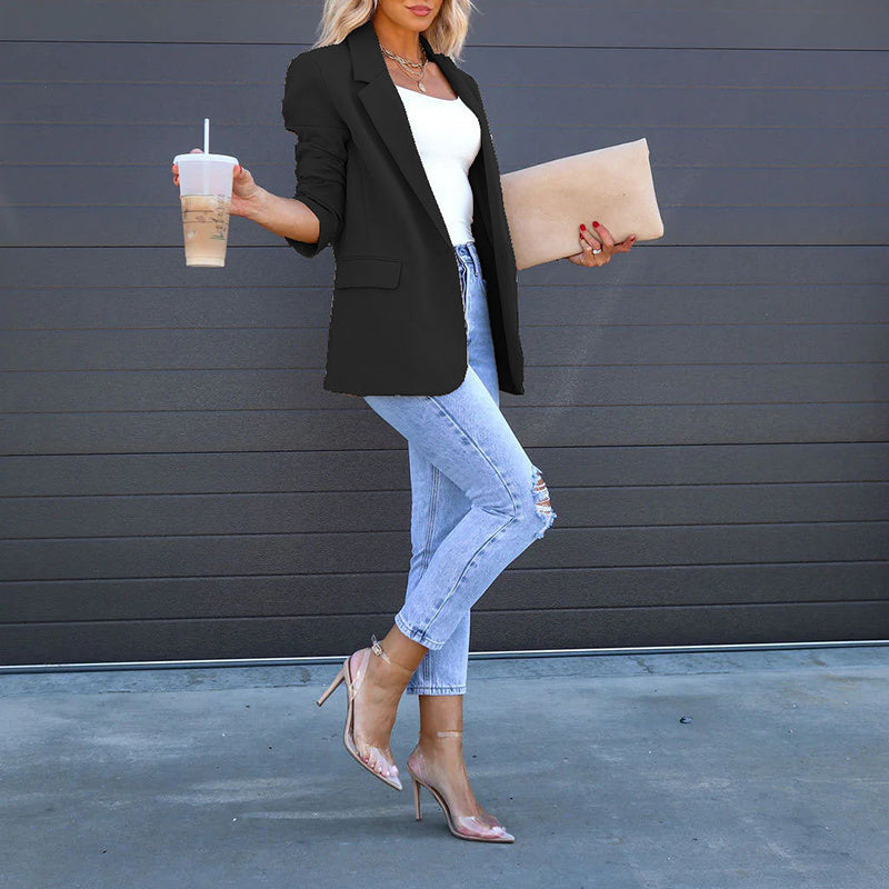 Women's Casual Open Front Long Sleeve Work Office Suit Jackets Blazer