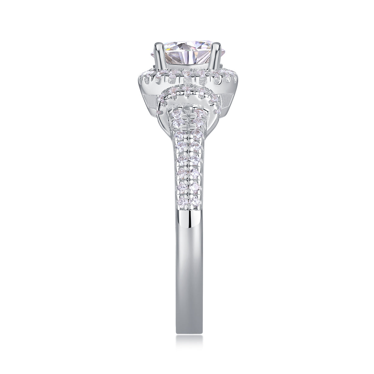 Luxury Fashion Large Diamond Wedding Ring With Moissanite Silver Ring