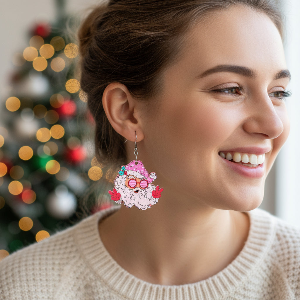 Funny Santa Claus Christmas Pendant Earrings Gift