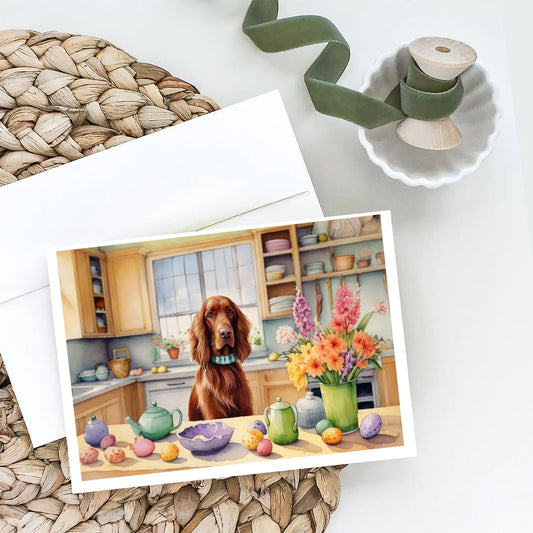 Decorating Easter Irish Setter Greeting Cards Pack of 8