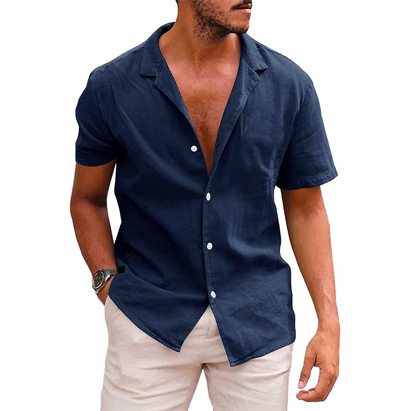 Men's Tops Casual Button Down Shirt Short Sleeve Beach Shirt Summer Clothing