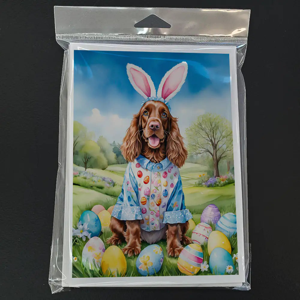 English Cocker Spaniel Easter Egg Hunt Greeting Cards Pack of 8