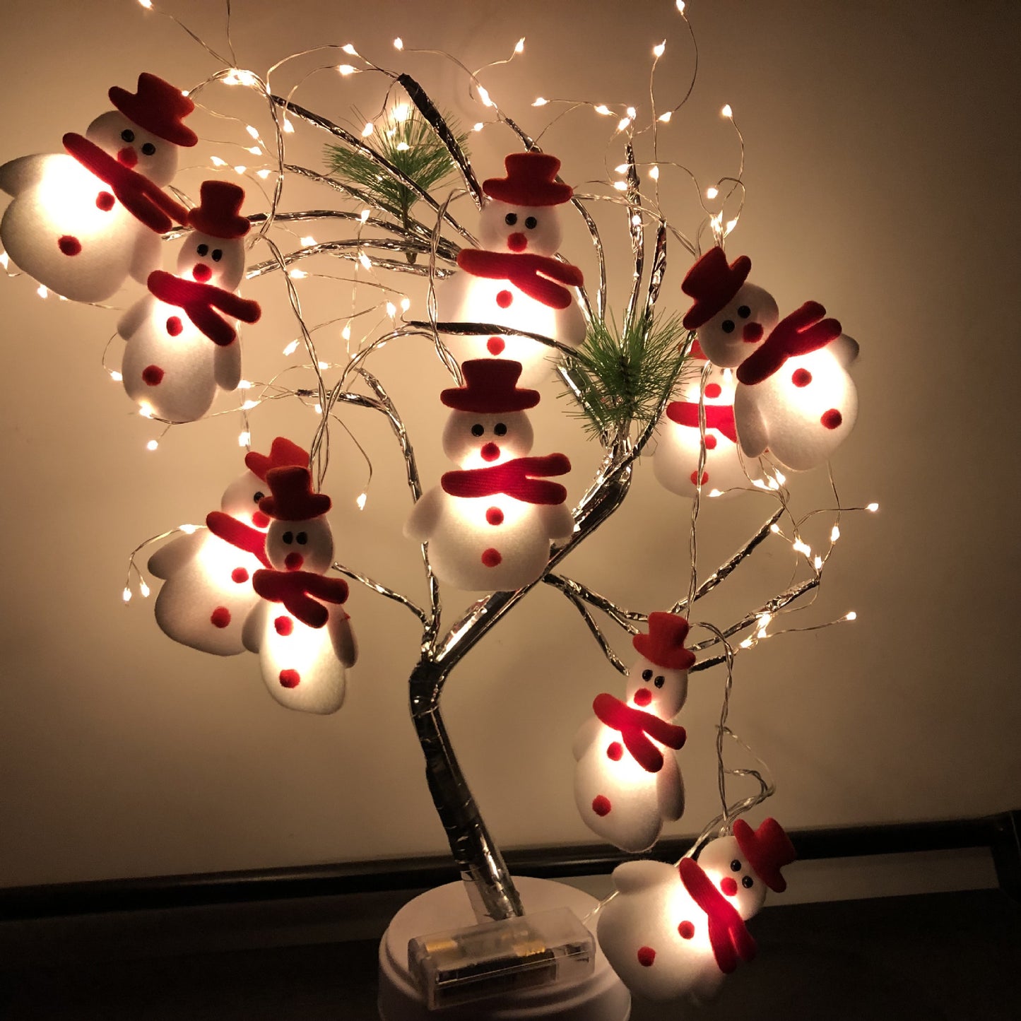 Plush Snowman Light String Christmas Tree Pendant LED Holiday Party Decoration Lantern