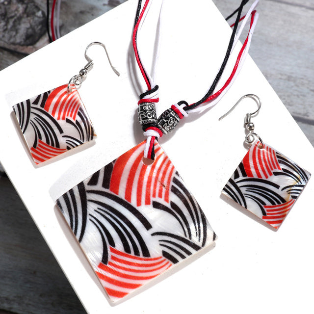 Fashion Jewelry Set Leather Necklace Earrings