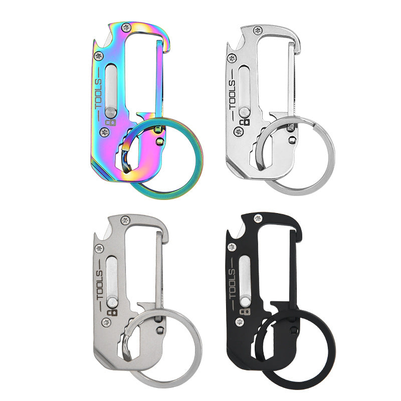 Multifunctional Stainless Steel Keychain With Pocket Knife
