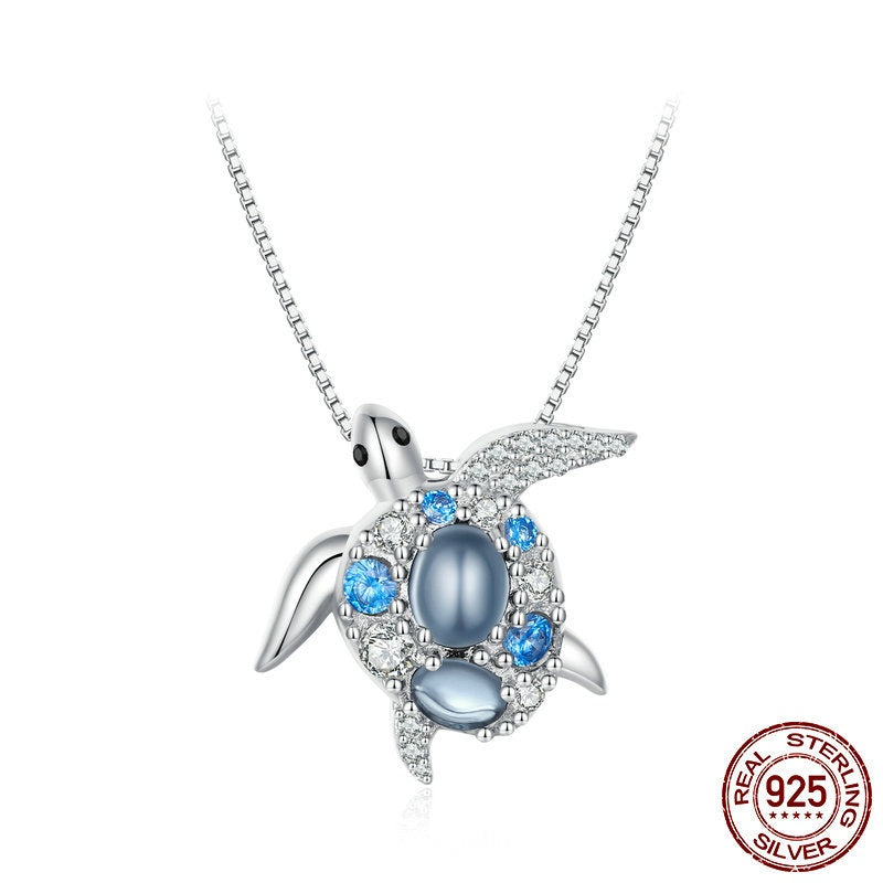 New S925 Silver Turtle Necklace Female