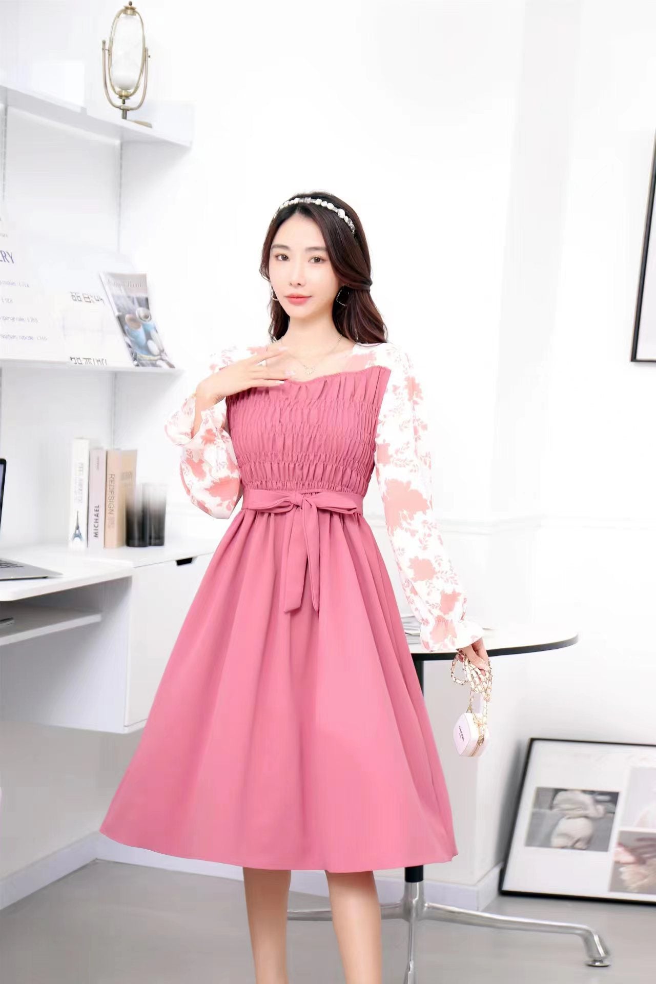 Fashion Round Neck Floral Dress
