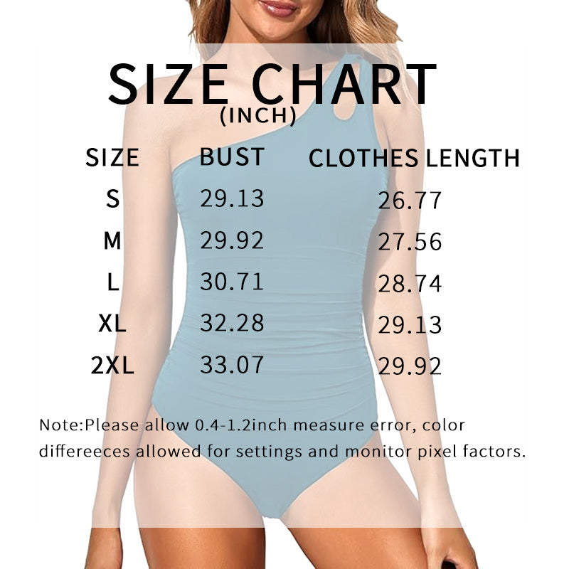 Women's Tummy Control One Piece Swimsuit, One Shoulder Full Coverage Bathing Suit