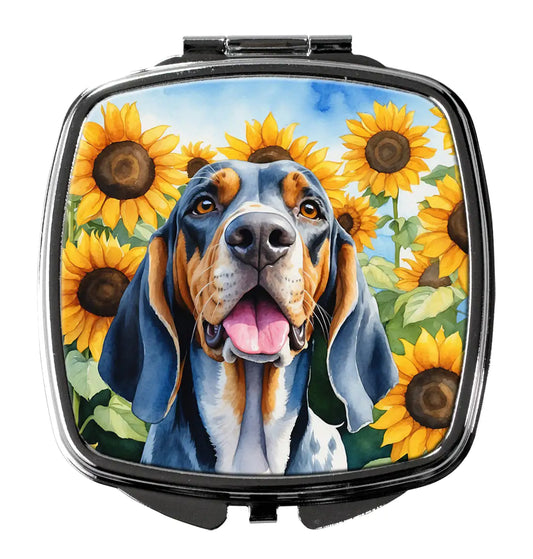 American English Coonhound in Sunflowers Compact Mirror