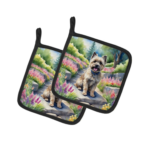 Cairn Terrier Spring Path Pair of Pot Holders