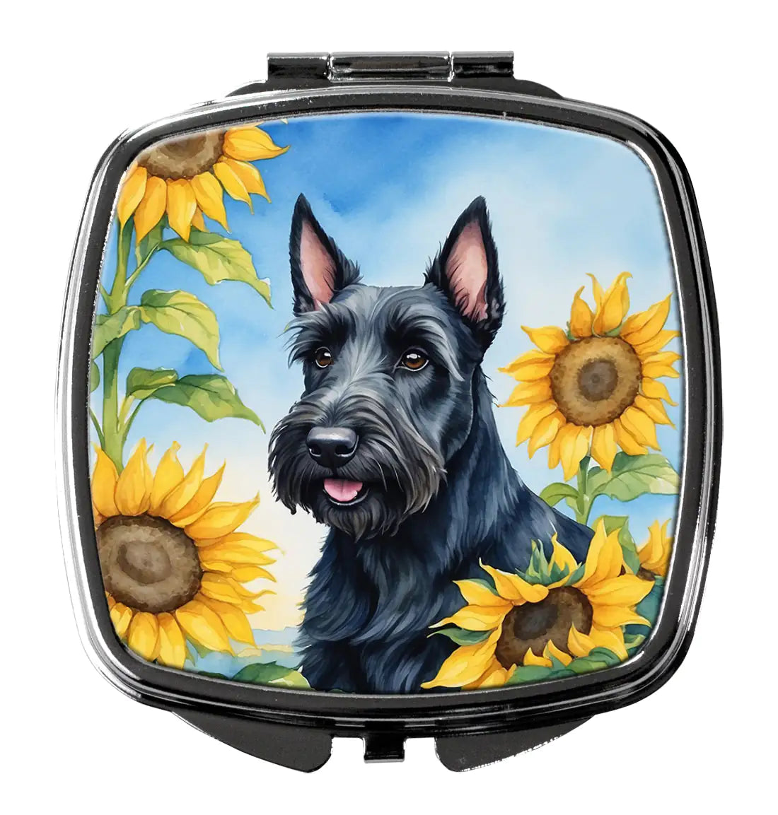 Scottish Terrier in Sunflowers Compact Mirror