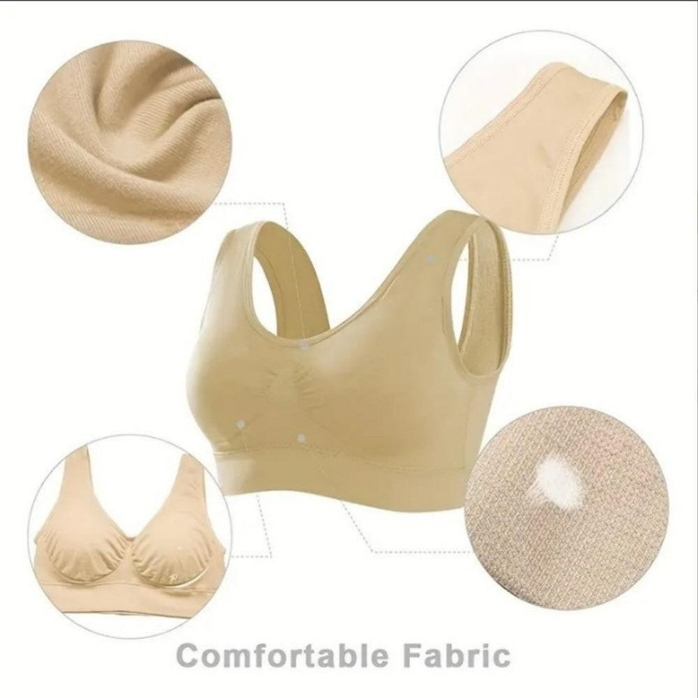 3-Pack Sports Bras, Padded Strappy Racerback Push Up Open Back Medium Support Sports Yoga