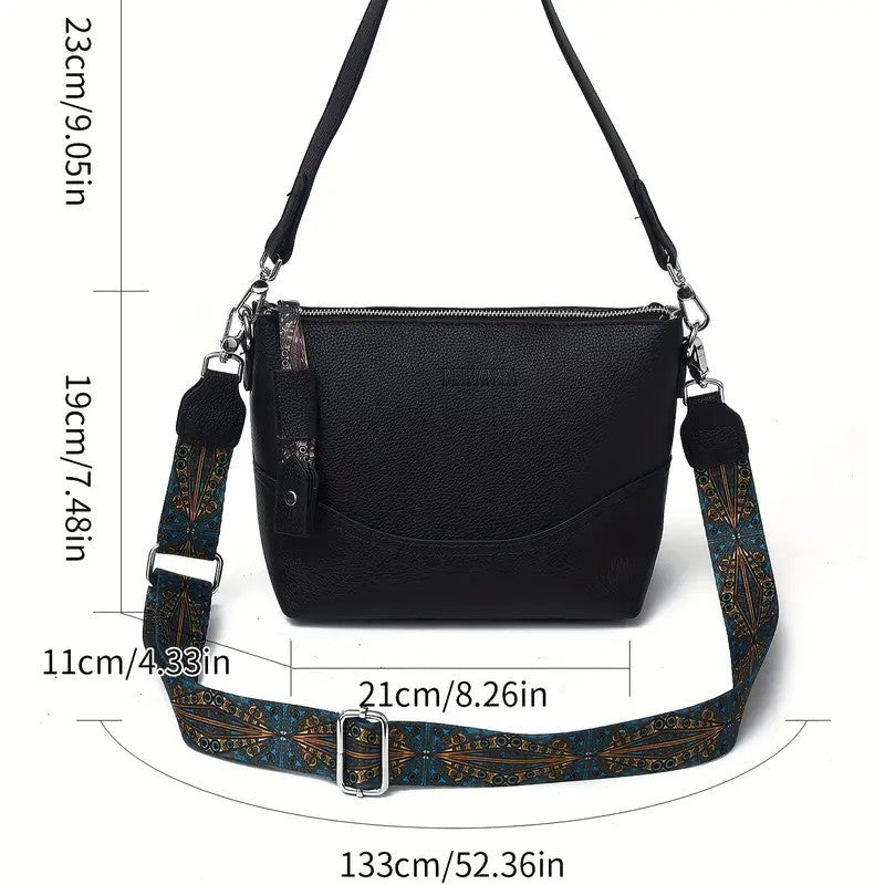 Women's Elegant Ethnic Embroidery Shoulder Strap Bag - Large Capacity Crossbody With Zipper Closure, 3D Ergonomic Design, Suitable For Commuting, Travel, Daily Use, Multi-color Optional, Durable P