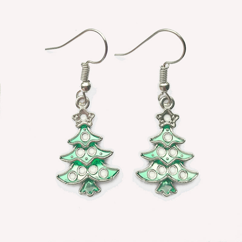 Ornaments Alloy Dripping Five-star Christmas Tree Earrings
