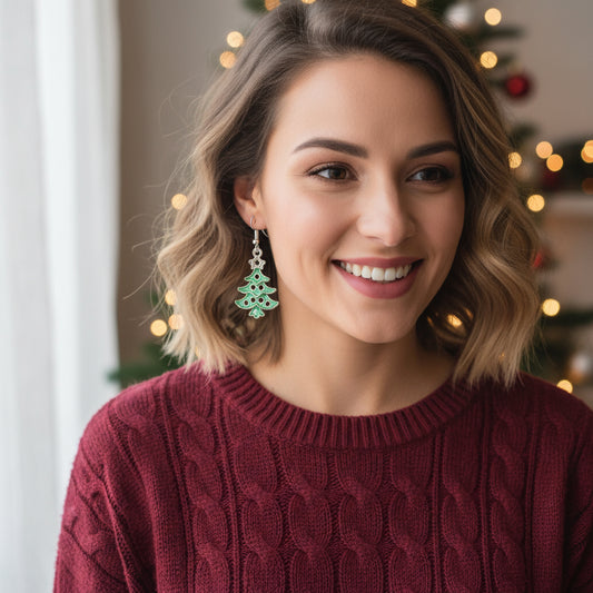 Ornaments Alloy Dripping Five-star Christmas Tree Earrings