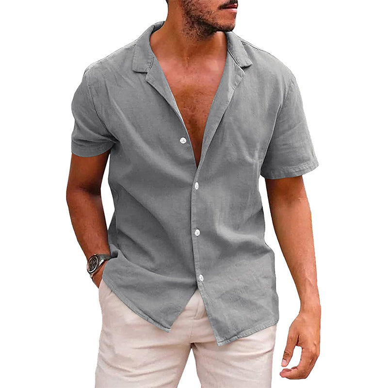 Men's Tops Casual Button Down Shirt Short Sleeve Beach Shirt Summer Clothing