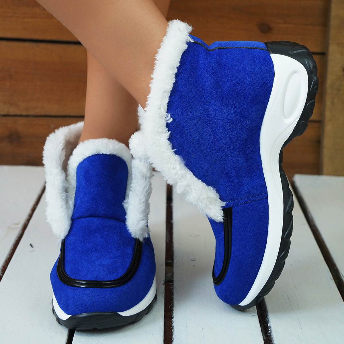Winter Air-cushion Sole Snow Fashion Solid Leopard Print Platform Ankle Casual Keep Warm Shoes