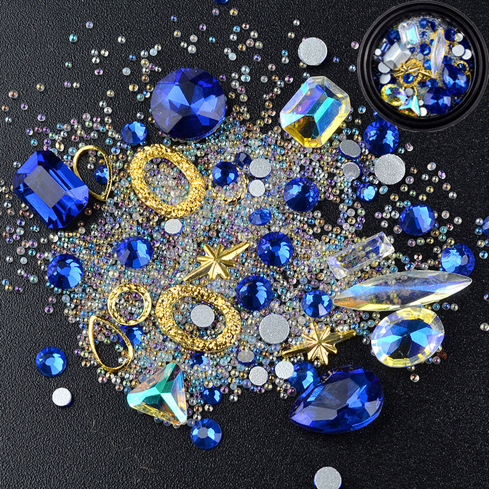 6 Boxes 3D DIY Gemstone Mix Nails Art Rhinestones Decoration Glitter For Crafts Beads