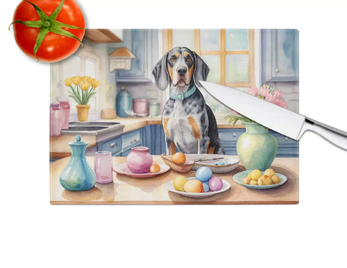 Decorating Easter Bluetick Coonhound Glass Cutting Board