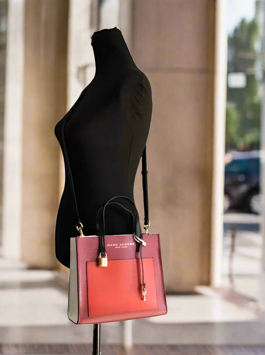 Marc Jacobs Grind Mini Pomegranate Color block Leather Tote